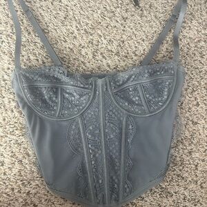 La Hearts Charcoal Lace Bustier